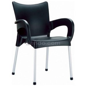 Outdoor Multipurpose Plastic Arm Chair-Black