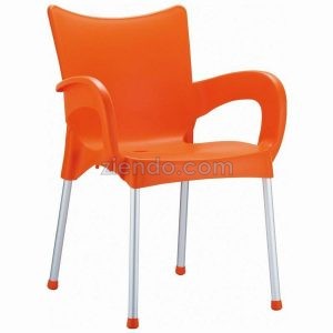 Outdoor Multipurpose Plastic Arm Chair-Orange