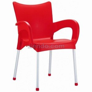 Outdoor Multipurpose Plastic Arm Chair-Red