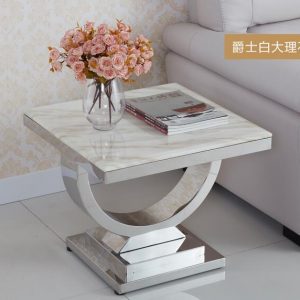 Nuz Marble Side Table-Cream