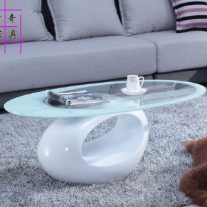 Oval Glass Center Table-White