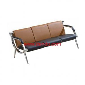 3 Seater Brown And Black Office Sofa