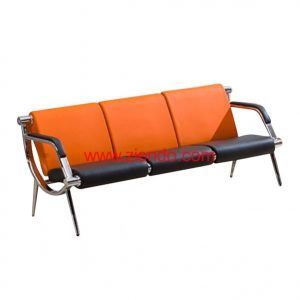 3 Seater Orange and Black Office Sofa