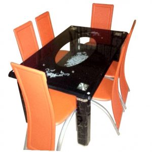 Bevelled Edge 6 Seaters Dining Table Set