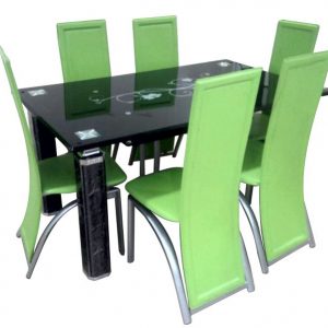 Double Edge 6 Seater Glass Dining Set