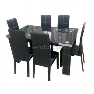 Glaze 6 Seater Glass Dining Table Set