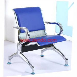 Single Seater Semi Padded Airport Chair-Blue/Ash