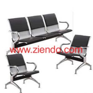 5 Seater Semi Padded Airport Visitors Chair Set-Black/Ash