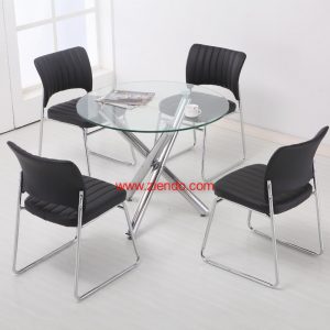 Milcox Round Glass Dining Table Set