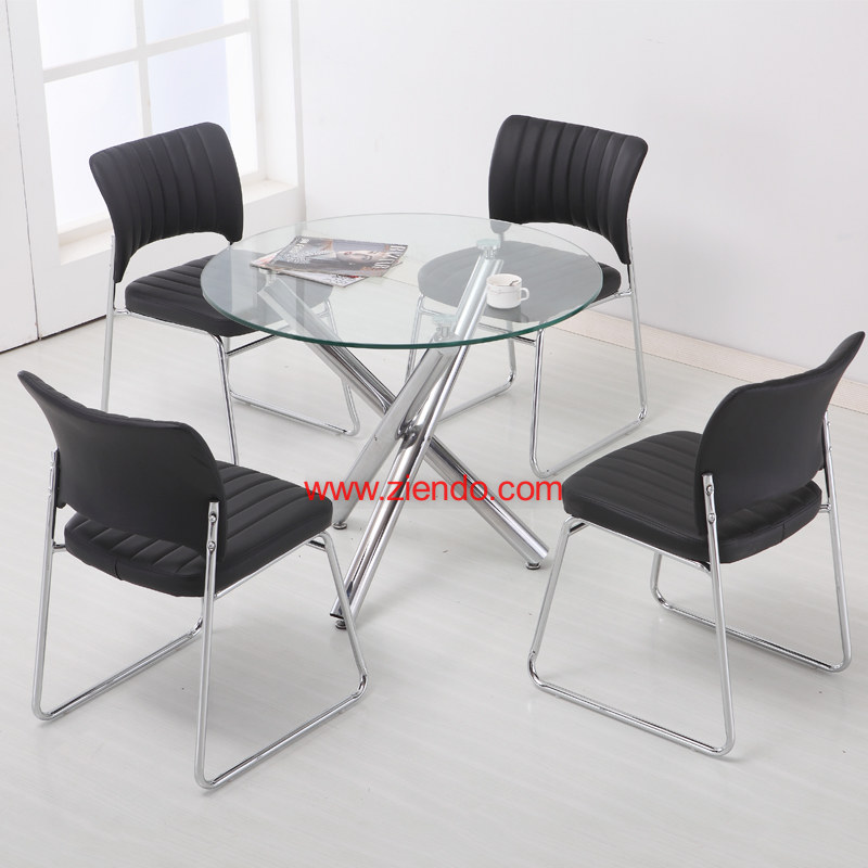 Mil Round Glass Dining Table Set, Small Round Glass Dining Table