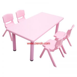 Kids Rectangular Pink Actvitiy Plastic Table with 4 Chairs