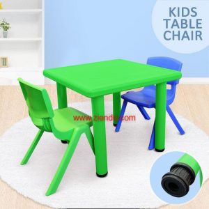 Kids Green Square Activity Plastic Table with 2 Chairs