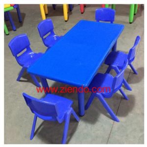 Kids Rectangular Blue Activity Table with 6 Chairs