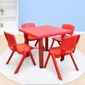 Kids Red Square Activity Table with 4 Chairs