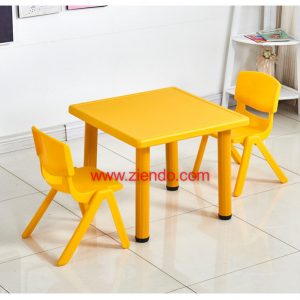 Kids Square Yellow Activity Plastic Table with 2 Chairs