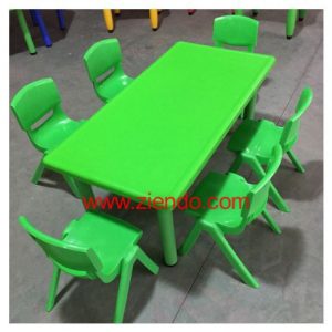 Kids Rectangular Green Actvitiy Plastic Table with 6 Chairs