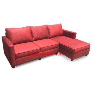 Maroon Red Fabric Sectional Sofa