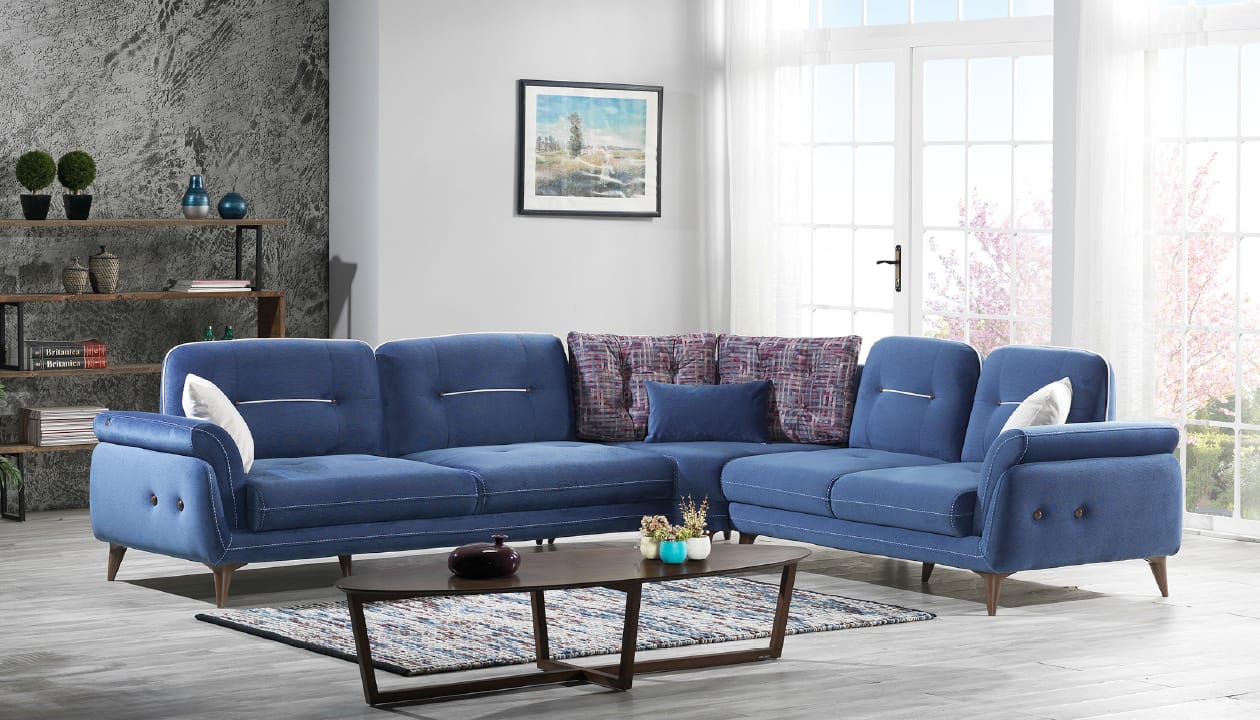 Blue Bespoker L-shape sofa
