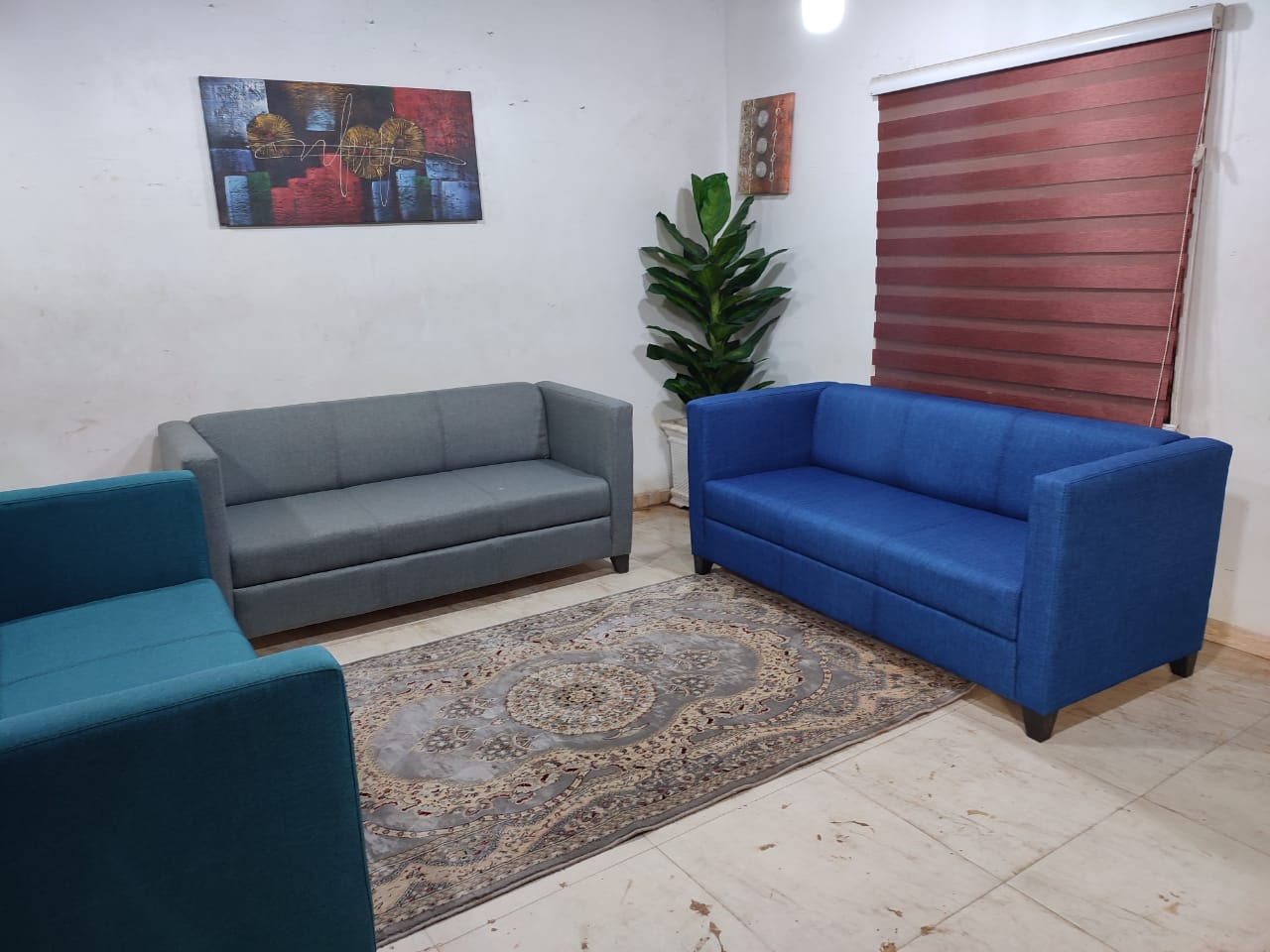 Piero Infratech Modern Blue Sofa Set