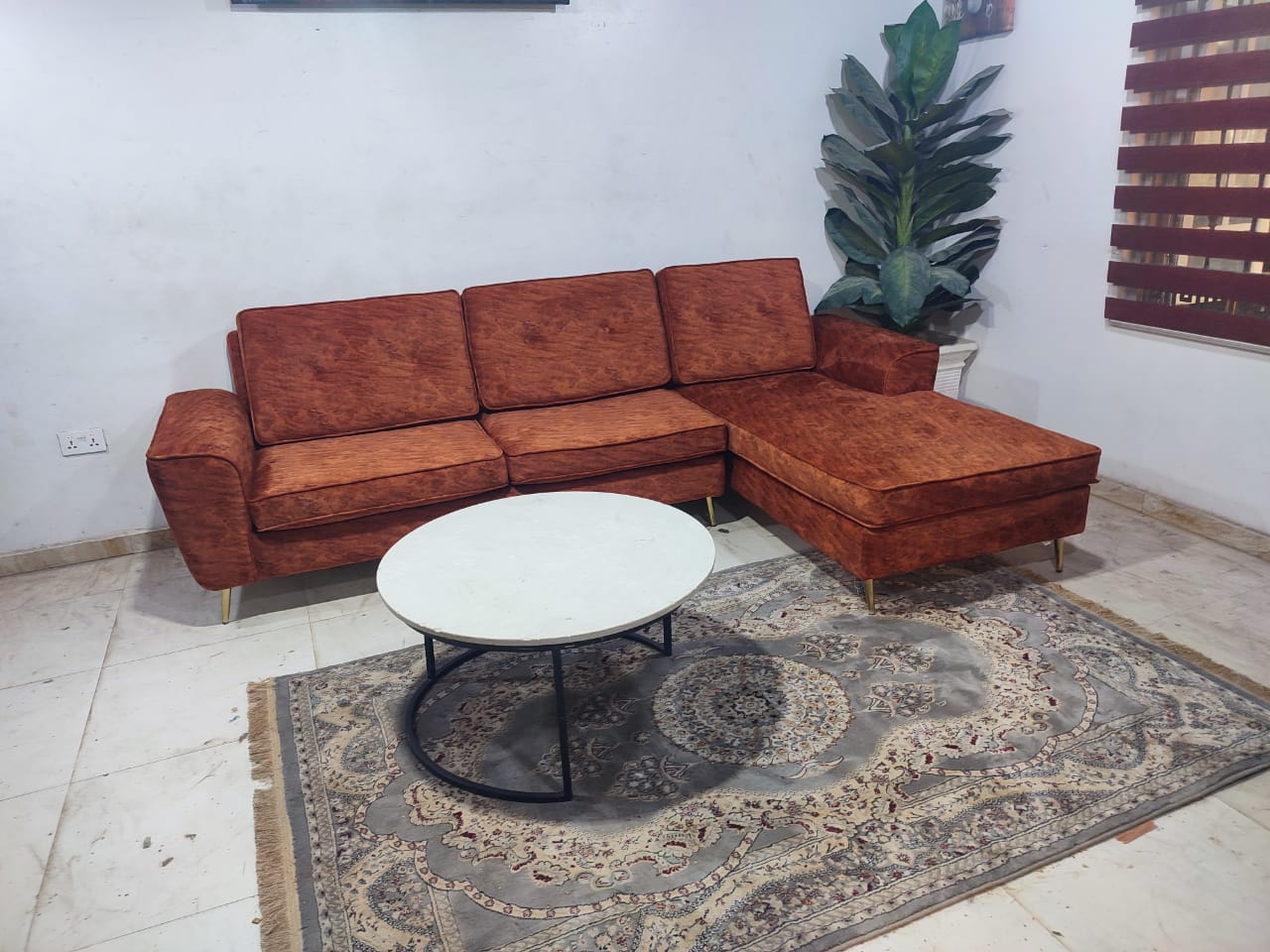Leandra Hydro Brown Fabric 4 Seater Couch